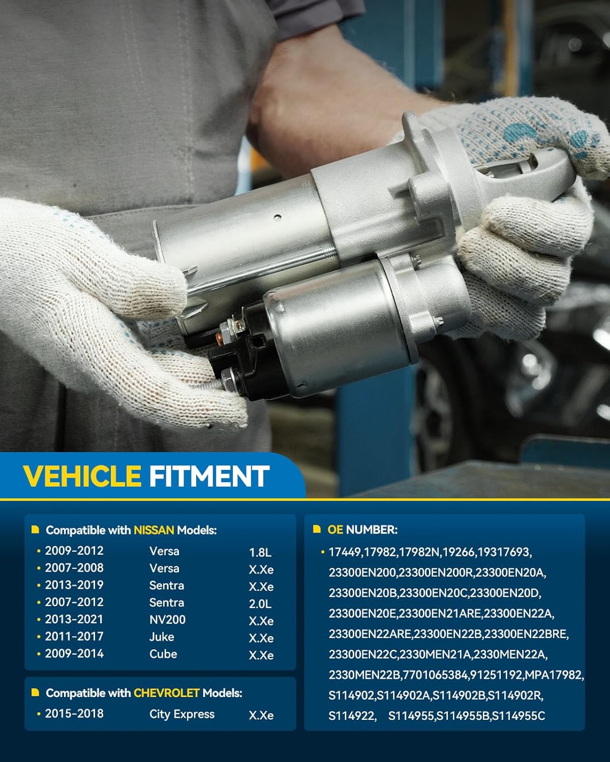 PHILTOP New Starter Replacement for2007-2019 Sentra, 2007-2012 Versa, 2011-2017 Juke, 2013-2021 NV200, 2009-2014 Cube, 2015-2018 Chevy City Express 17982N 12V 1KW 10-Teeth CW