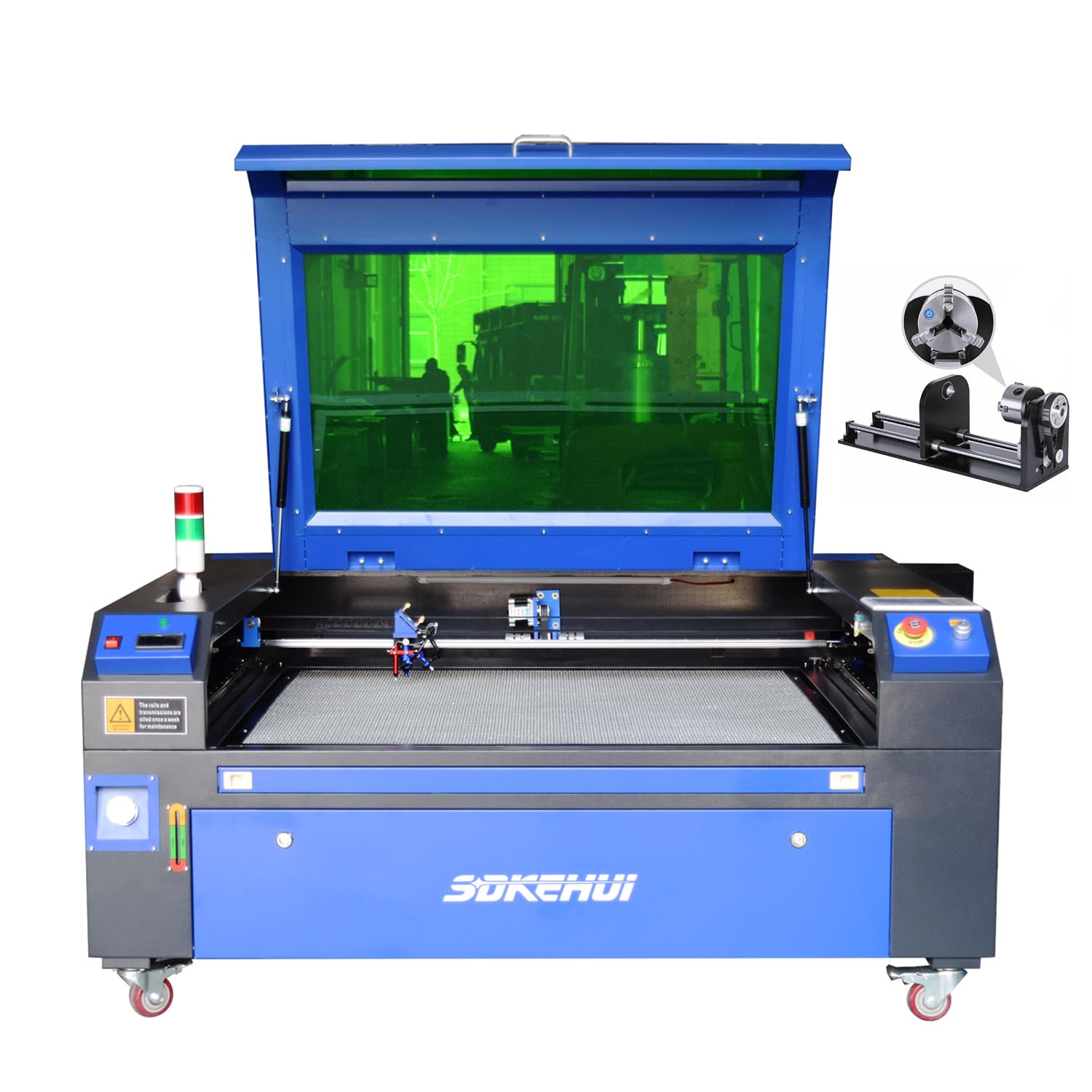 100W CO2 Laser Cutter Engraver + Rotary Axis, Laser Engraving Machine with Lightburn 39x31In Autolift Bed Ruida Controller, Autofocus,Laser Cutting Machine for Wood Acrylic More