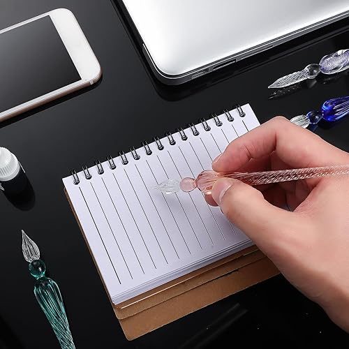 Miniatura 6 de Zonon 6 bolígrafos de inmersión de vidrio hechos a mano, cristal de borosilicato con alto contenido de borosilicato, para escribir dibujo,