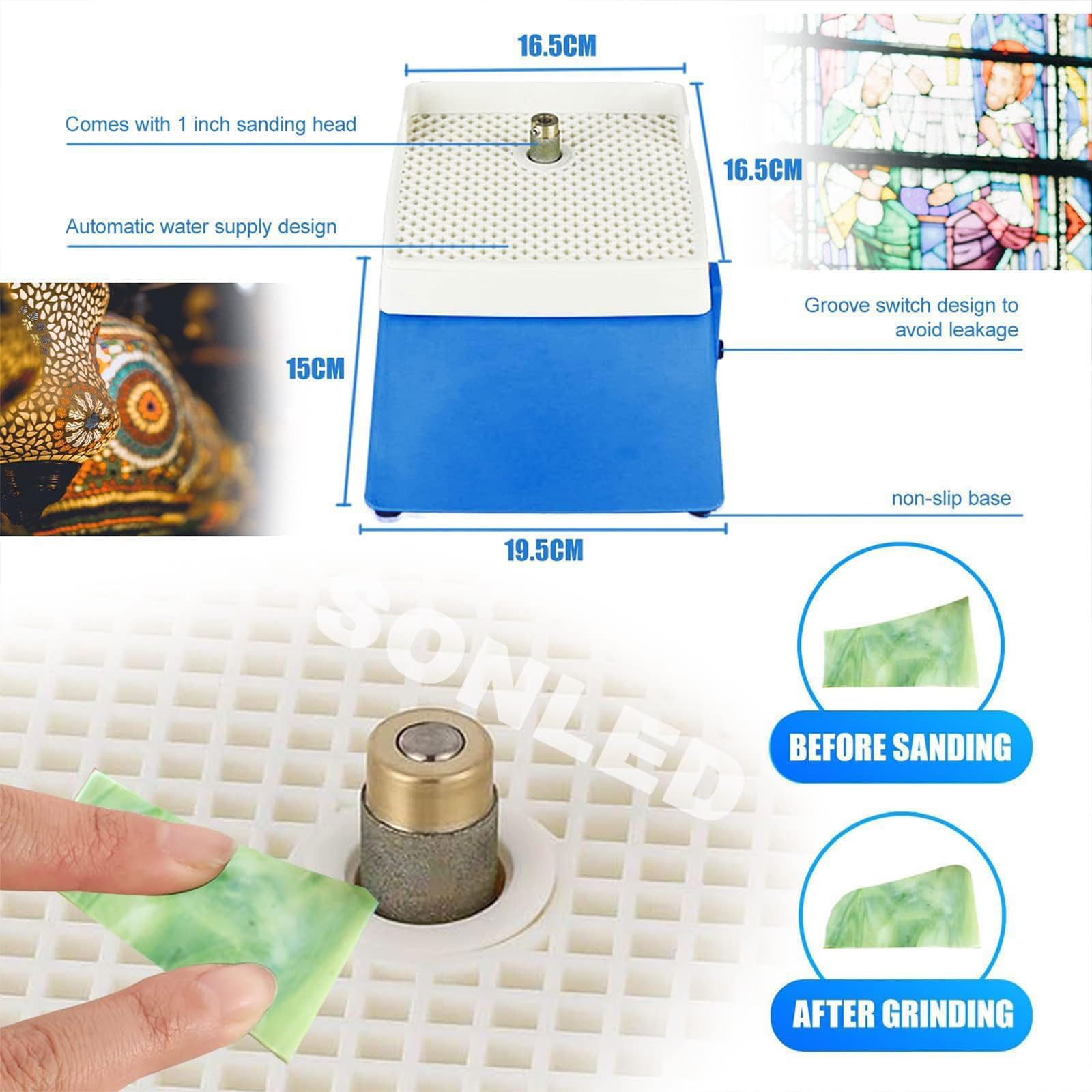 Kit de iniciación para vitrales: Amoladora eléctrica Profesional, Soldador y Herramientas de Corte.