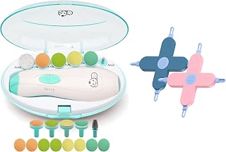 Royal Angels 21 in 1 Electric Nail Trimmer Value Set (Green) & 2 Pcs 4-in-1 Nose, Nail & Ear Cleaner (Blue & Pink)