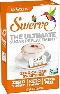 Swerve Zero Calorie Sweetener with Erythritol, Stevia-Free Sugar Replacement, 80 Packets (Pack of 2)