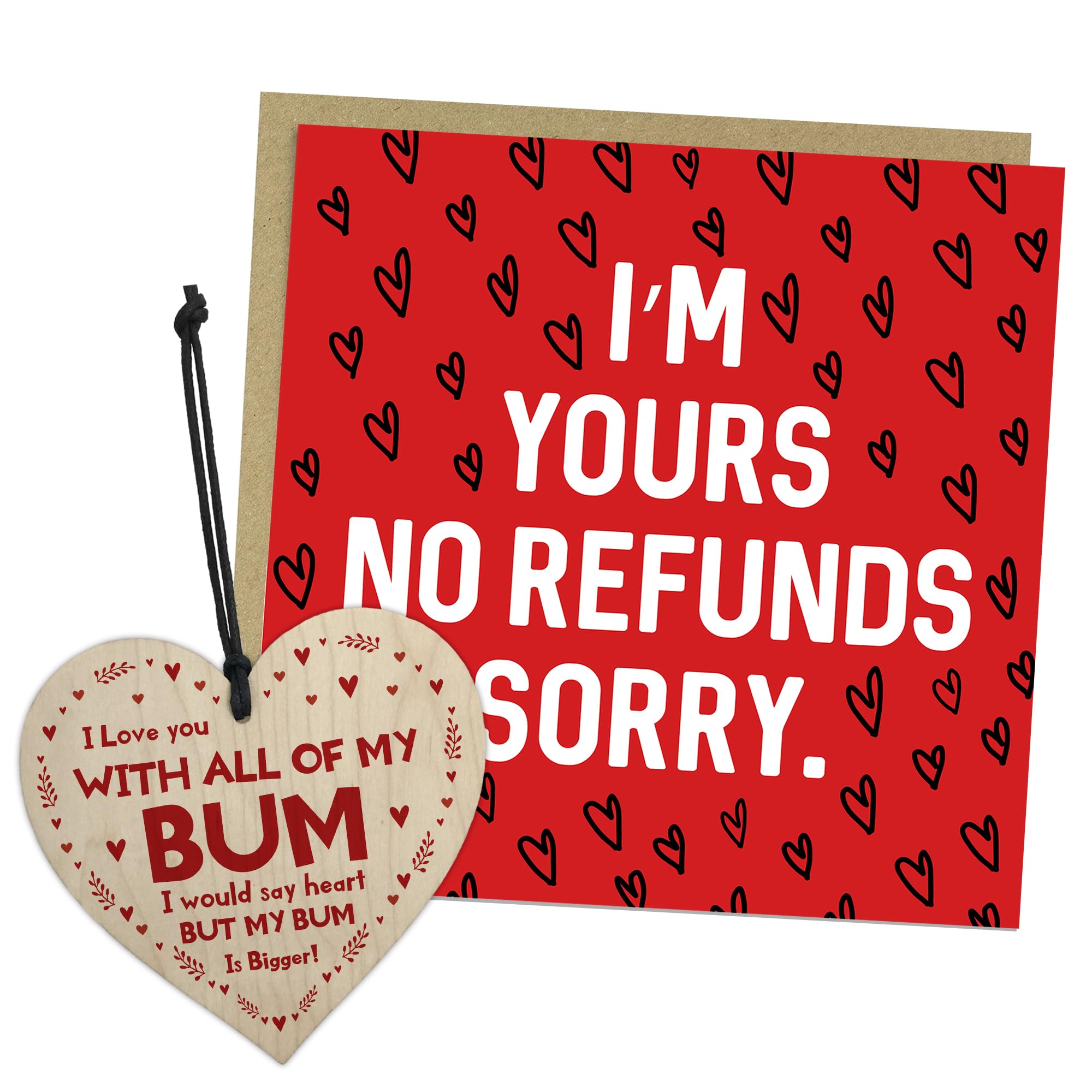 Red Ocen Funny Valentine’s Day Card Gift, “I’m Yours No Refunds Sorry”, Romantic Gift for Him or Her, Boyfriend, Girlfriend, Husband or Wife