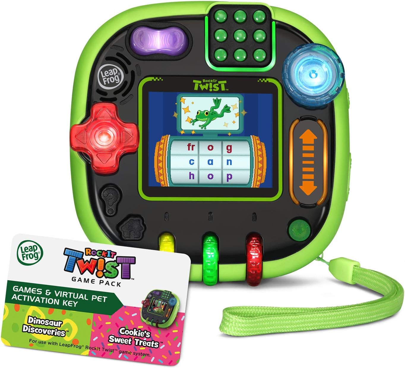 LeapFrog Rockit Twist Handheld Learning Game System, Green and 2-Game Pack: Cookie's Sweet Treats and Dinosaur Discoveries