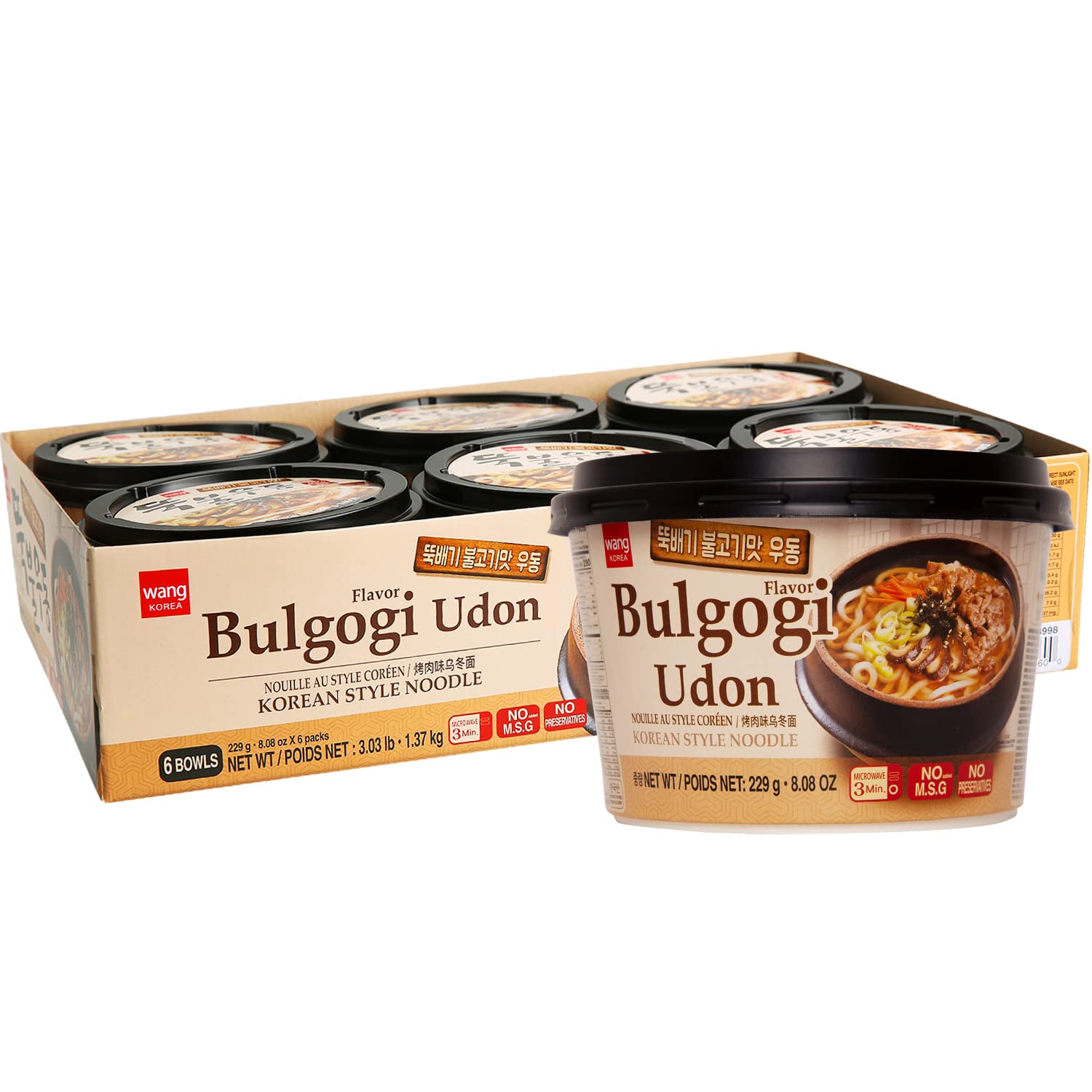 Buy Wang Korean BBQ Bulgogi Flavored Udon Noodle , Rich and Sweet, 8.08