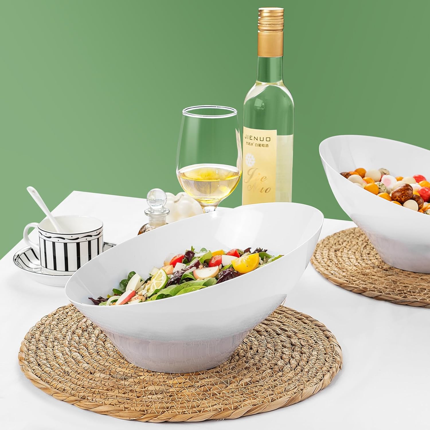 bUCLA 24pcs White Serving Bowls Set Include 12pcs 54oz Large Serving Bowls，12pcs 20oz Medium Serving Bowls