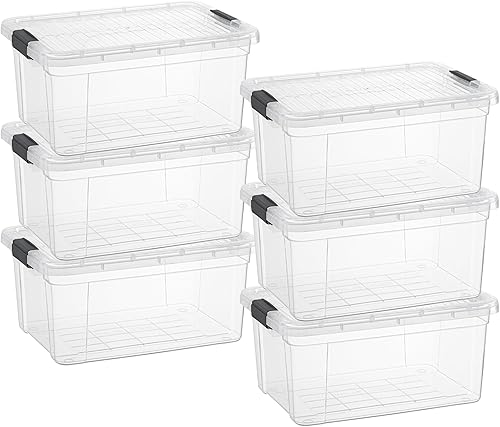 Miniatura 38 de Superio Cajas de almacenamiento transparentes con tapas, contenedores de plástico de 4.5 cuartos para organizar, cajas apilables, sin BPA, no