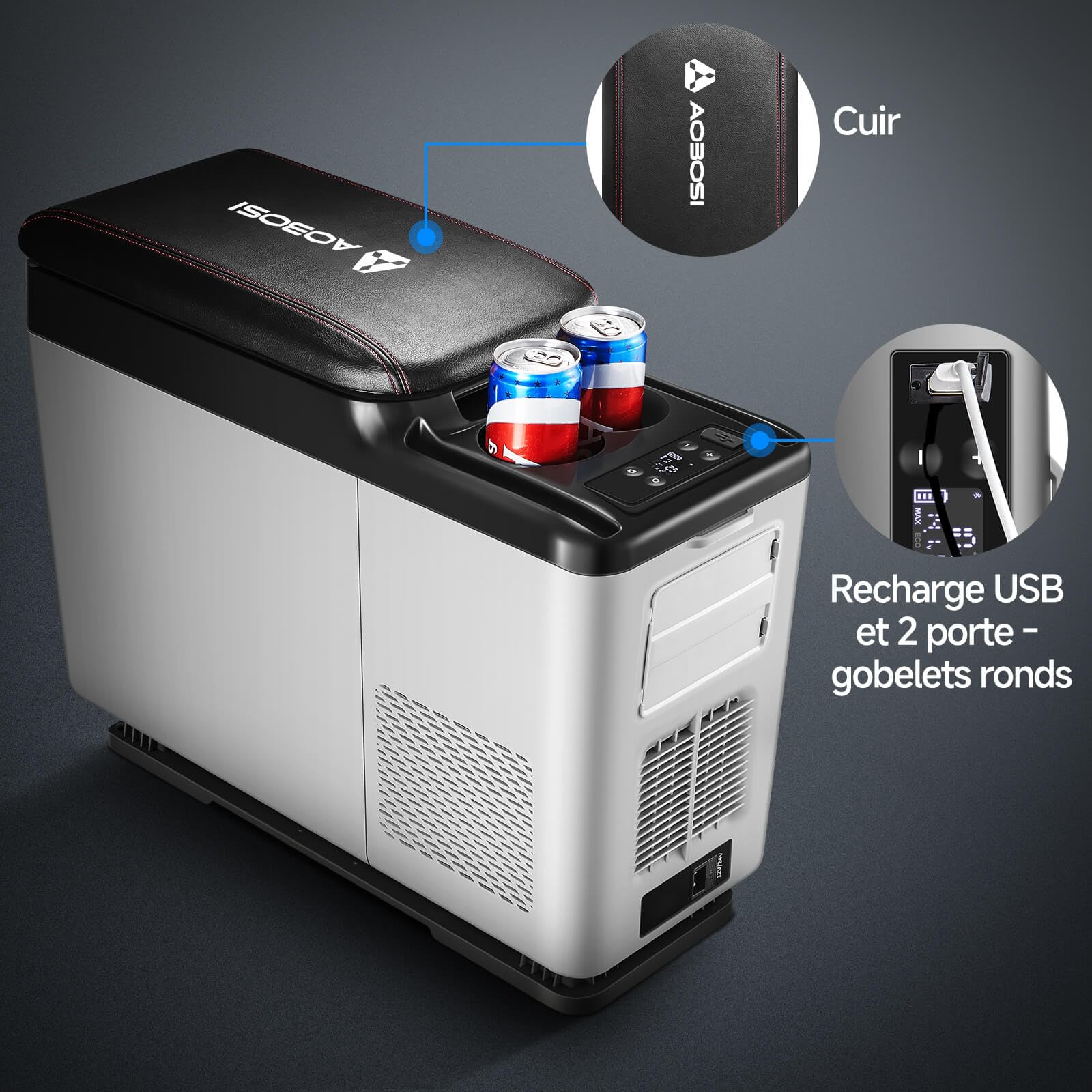AAOBOSI 15L Glaciere électrique, 12V Réfrigérateur de Voiture à Compresseur, APP und Bouton Contrôle, Frigo pour Voiture, Camion, Camping, Voyage