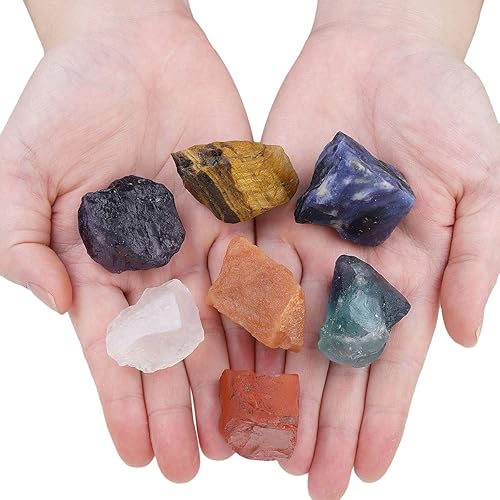 Miniatura 2 de SUNYIK Juego de 7 piedras de chakra piedra natural áspera para vasos cabinas kits de curación de cristal