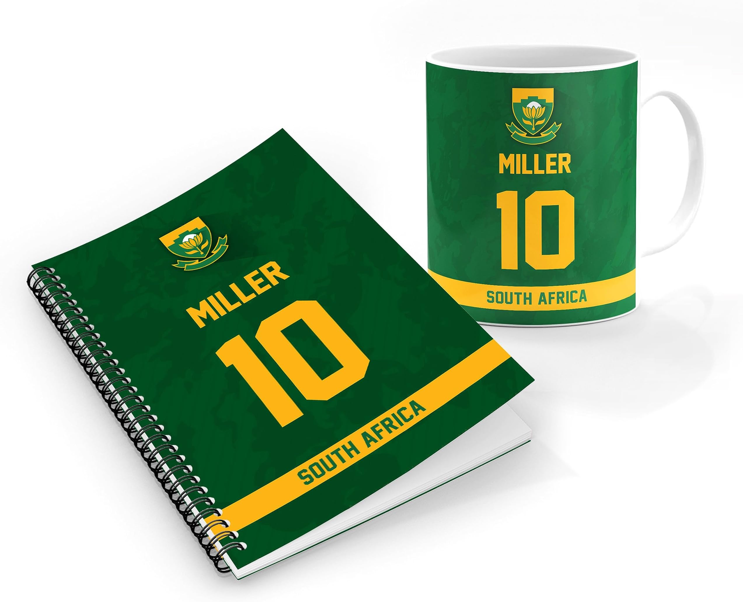 StylizeddDesigner Printed Coffee Mug + A5 Spiral Notebook Memo Notepad Journal Personalised Combo Gift Set -Player - David Miller, Jersey Number-10