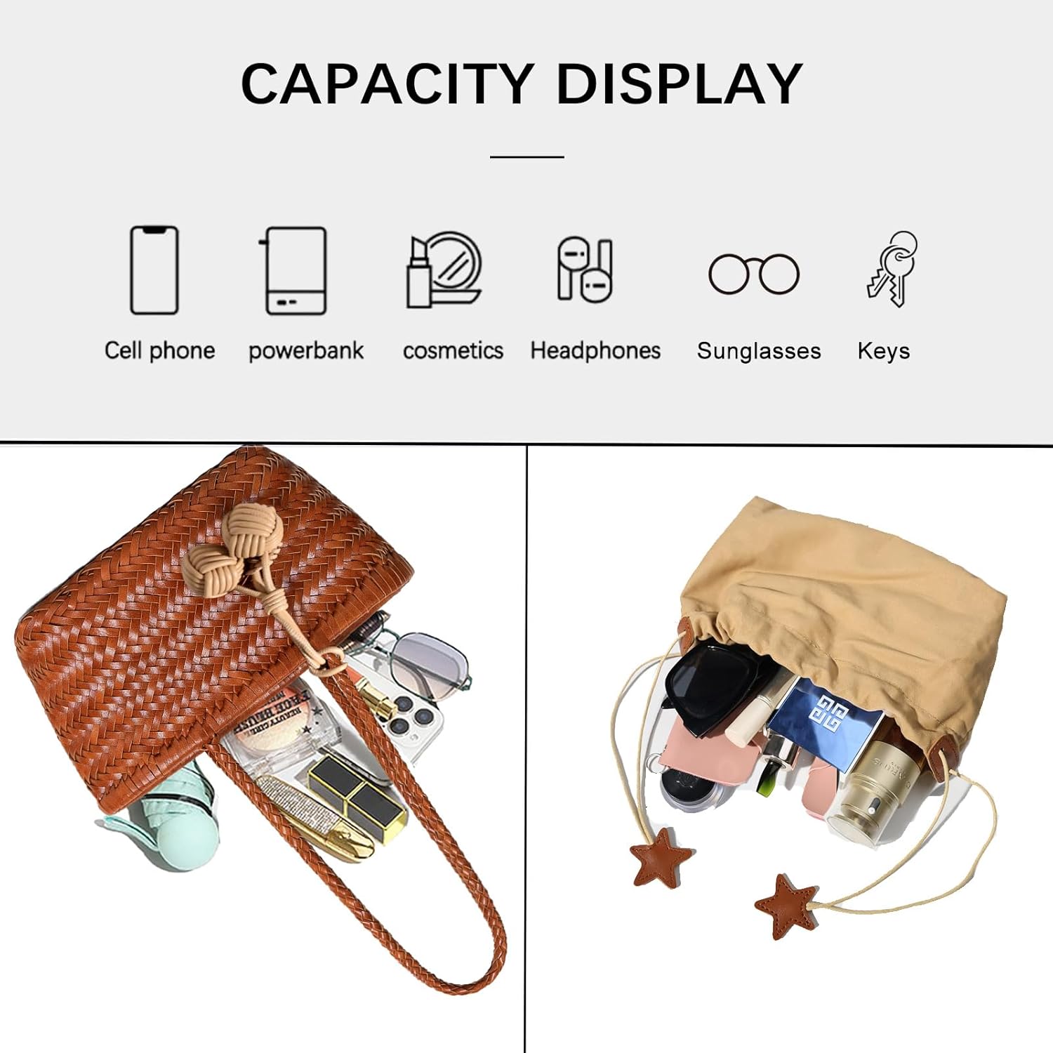 Woven Shoulder Bag for Women, Mini Hobo Purse, Cute Bucket Totes, Small Underarm Bags, Beach Top-handle Handbag