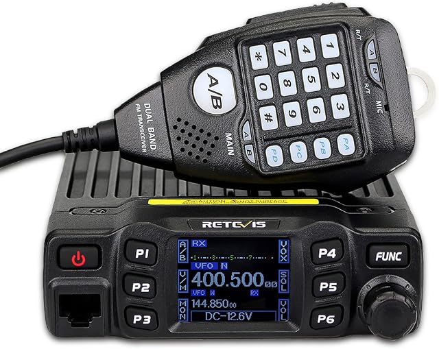 Retevis RT95 Ham Radio Transceiver, Dual Band Transceiver, Rotatable LCD Dual Display, 200 Channels, 5W/15W/25W, CTCSS/DCS, Mini Mobile Transceivers with DTMF Microphone