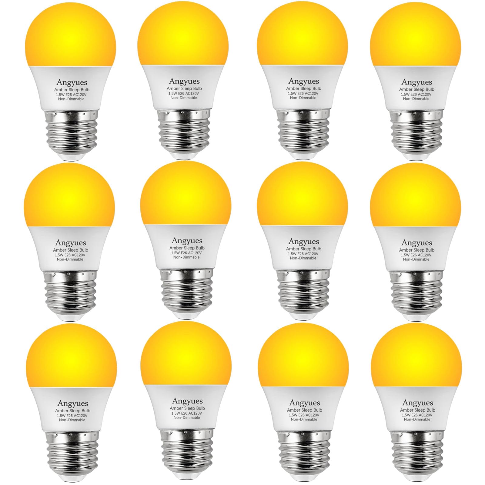 Angyues Amber Sleep Light Bulb, Blue Light Blocking 15 Watt Equivalent Bulb A15 1800K Amber Light E26 120V LED Bulb, Low Wattage Bulb Non-Dimmable