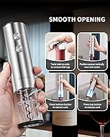 Vista 6 de CIRCLE JOY Juego de abridor eléctrico de botellas de vino de acero inoxidable, recargable, 8 en 1, juego de regalo de vino con base de carga