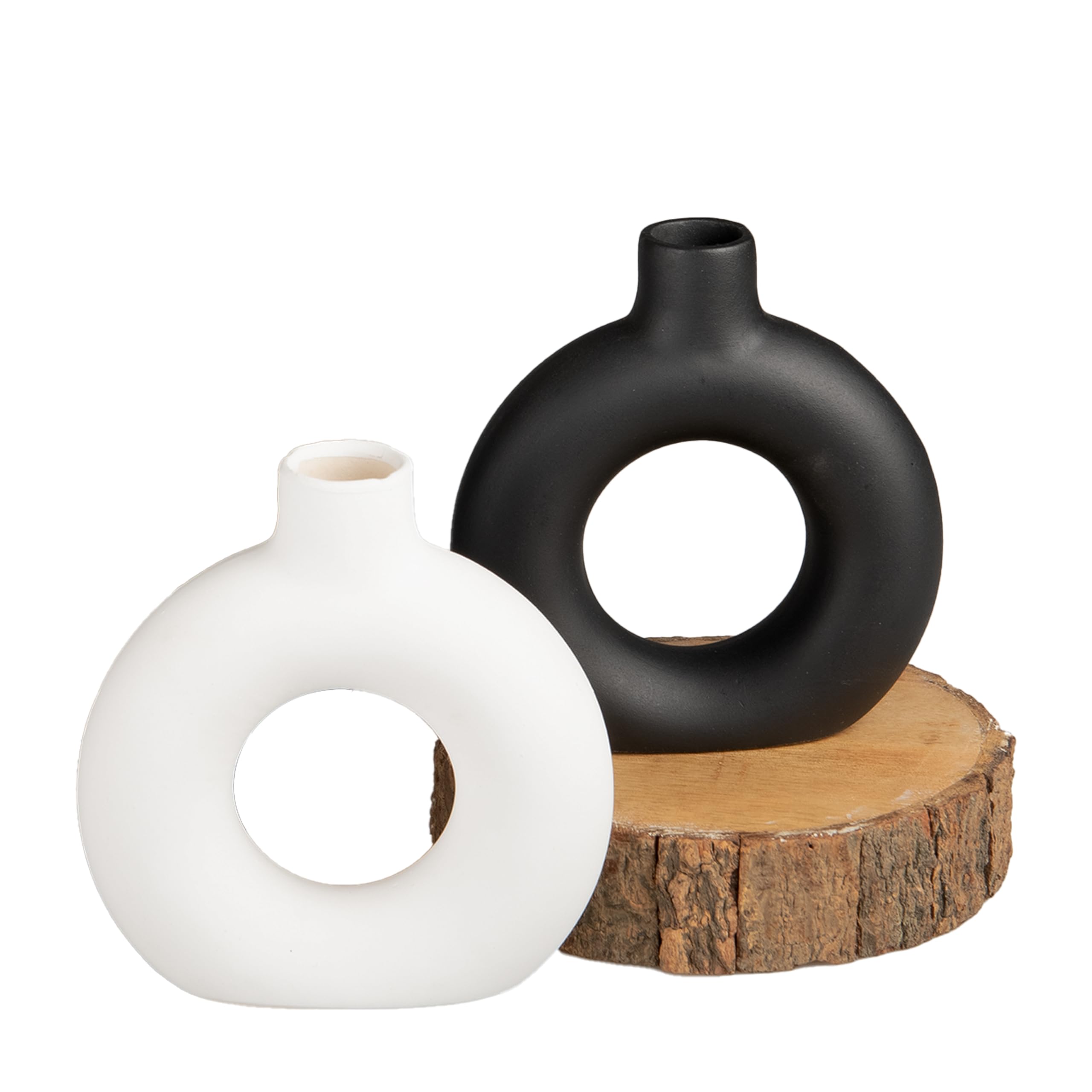 Wonder Care Ceramic White & Black Donut Vase: Centerpiece for Home Decor, Showpiece for Pampas Grass, 5 Inches (Pack of 2) (B0DF2FGJJ1) Amazon Price History, Amazon Price Tracker