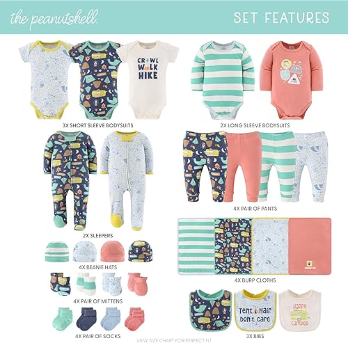 Miniatura 2 de The Peanutshell Juego de canastilla de bebé para niños, artículos esenciales para bebés recién nacidos, regalos para bebés recién nacidos de 0 a 3