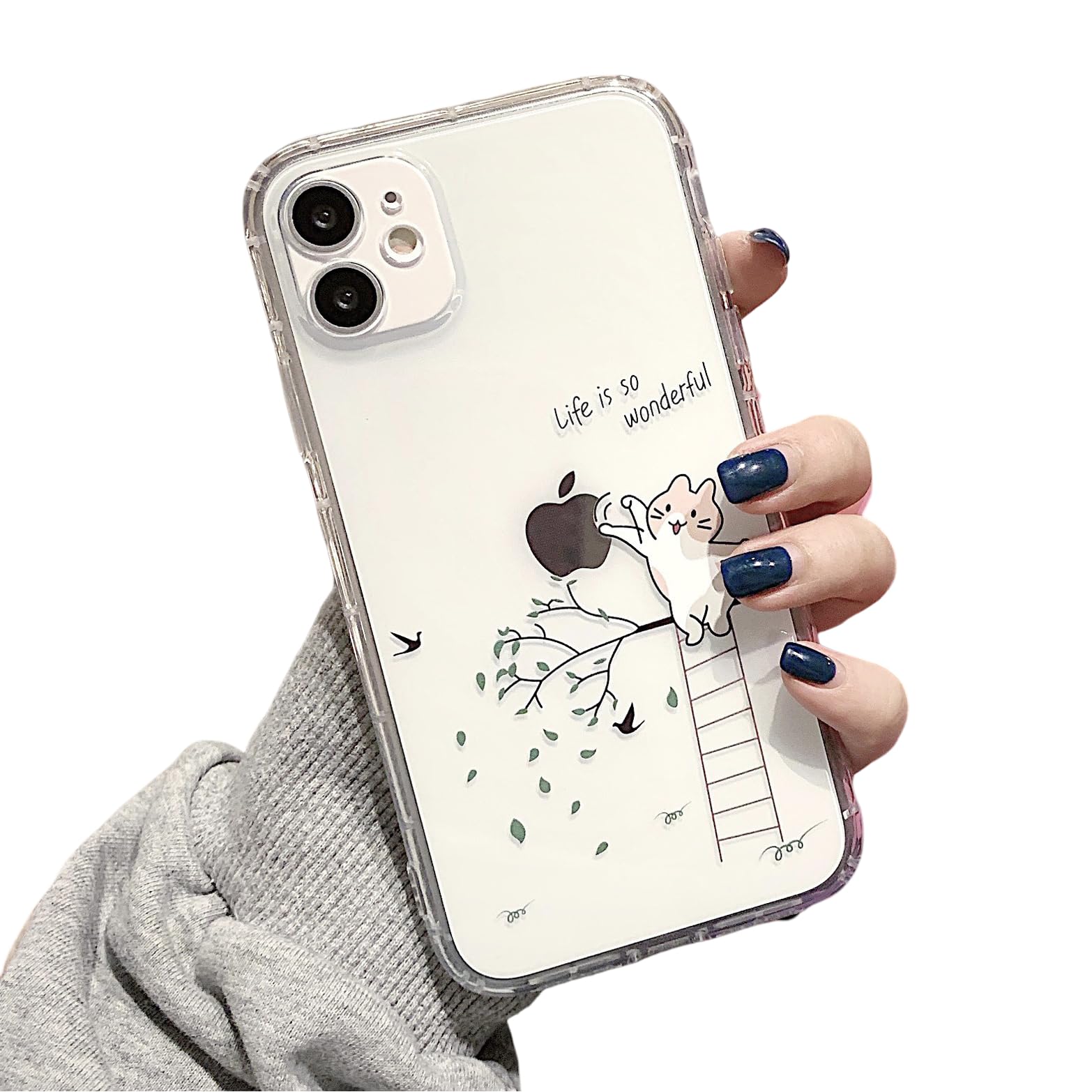 Rokmym kompatibel mit iPhone 14 Hülle Crystal Clear Handyhülle Niedlich Katze Muster Ultra Dünn Silikon Stoßfest Kratzfest Schutzhülle für iPhone 14 Slim Case Cover,Katzen & Bäume