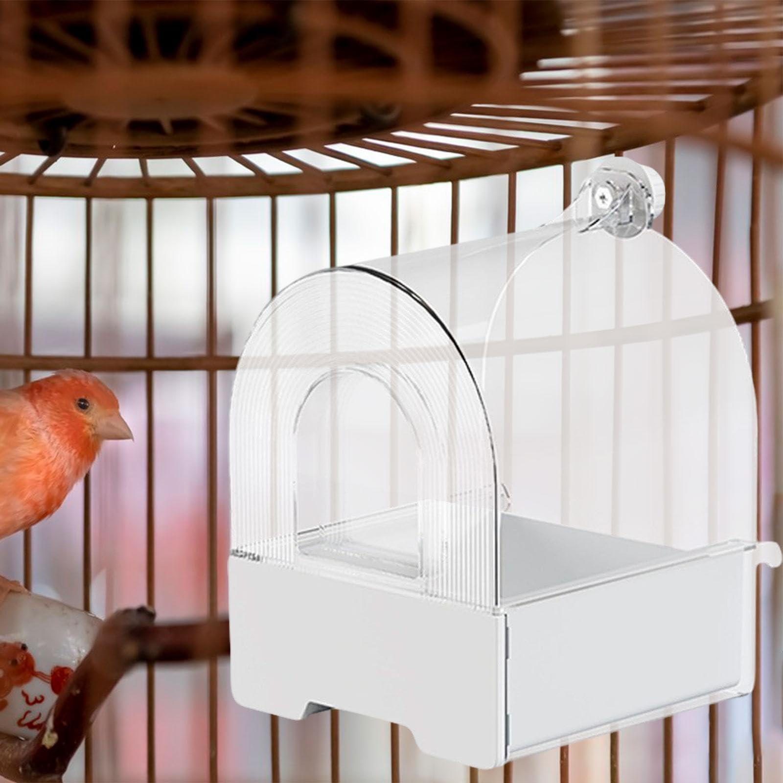 Vasca da Bagno per Pappagalli con Ganci, Scatola per Il Bagno degli Uccelli Domestici, Vasca per Uccelli, Pappagallino Ondulato, Canarino, Pappagallin, Bianco