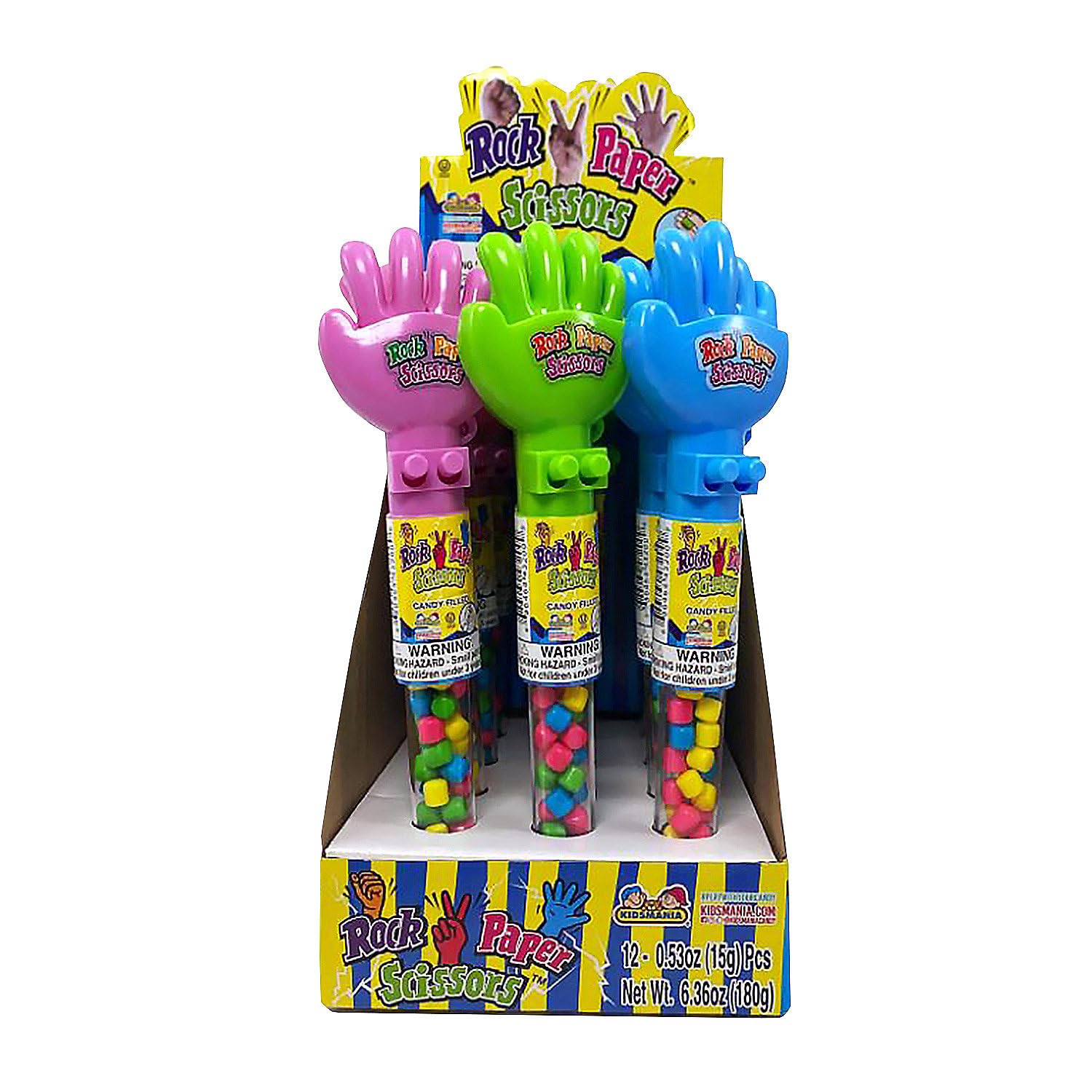 Fun Express 1 1/4" x 8 1/2" Kidsmania Rock, Paper, Scissors Game & Candy - 12 Pieces