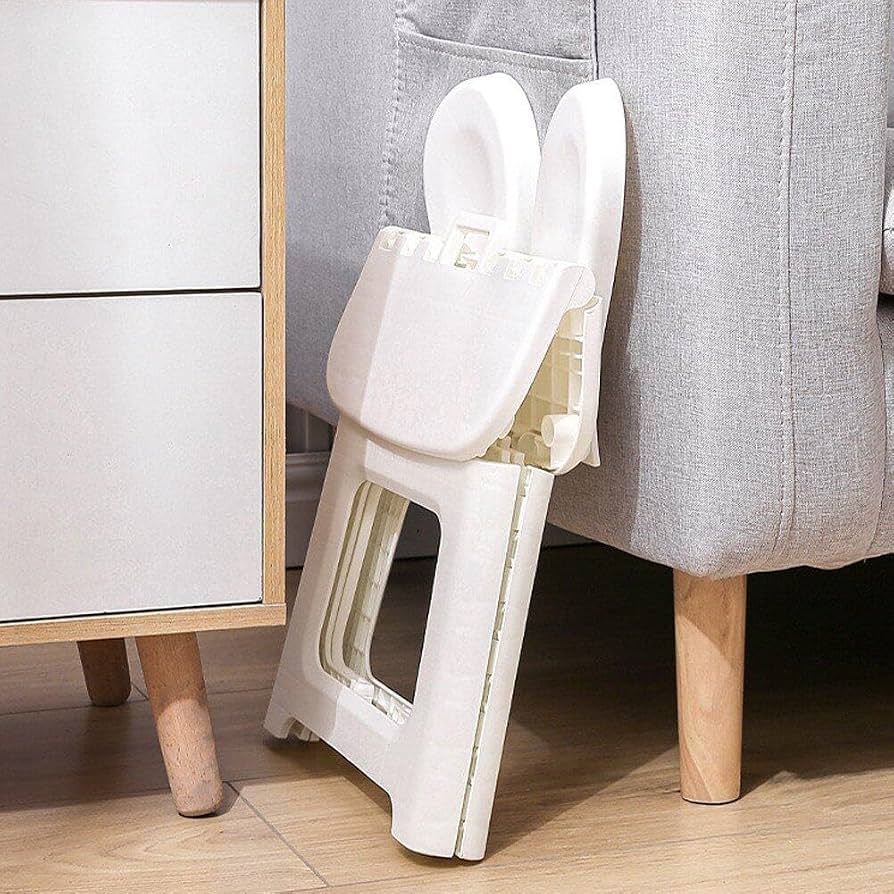 Sedia Pieghevole Per Bambini Con Schienale A Orecchie Di Coniglio, Maniglia Integrata, In Plastica Robusta, Portatile, Per Soggiorno E Camera