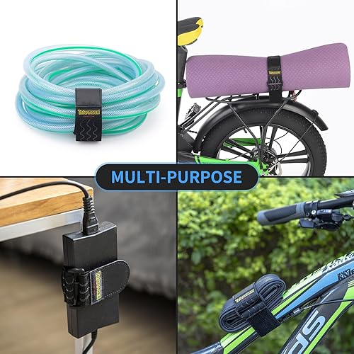 Miniatura 6 de Trilancer Correas elásticas de cincha con tiras antideslizantes, 12 x 2 pulgadas (paquete de 8) correas de gancho y bucle multiusos resistentes para