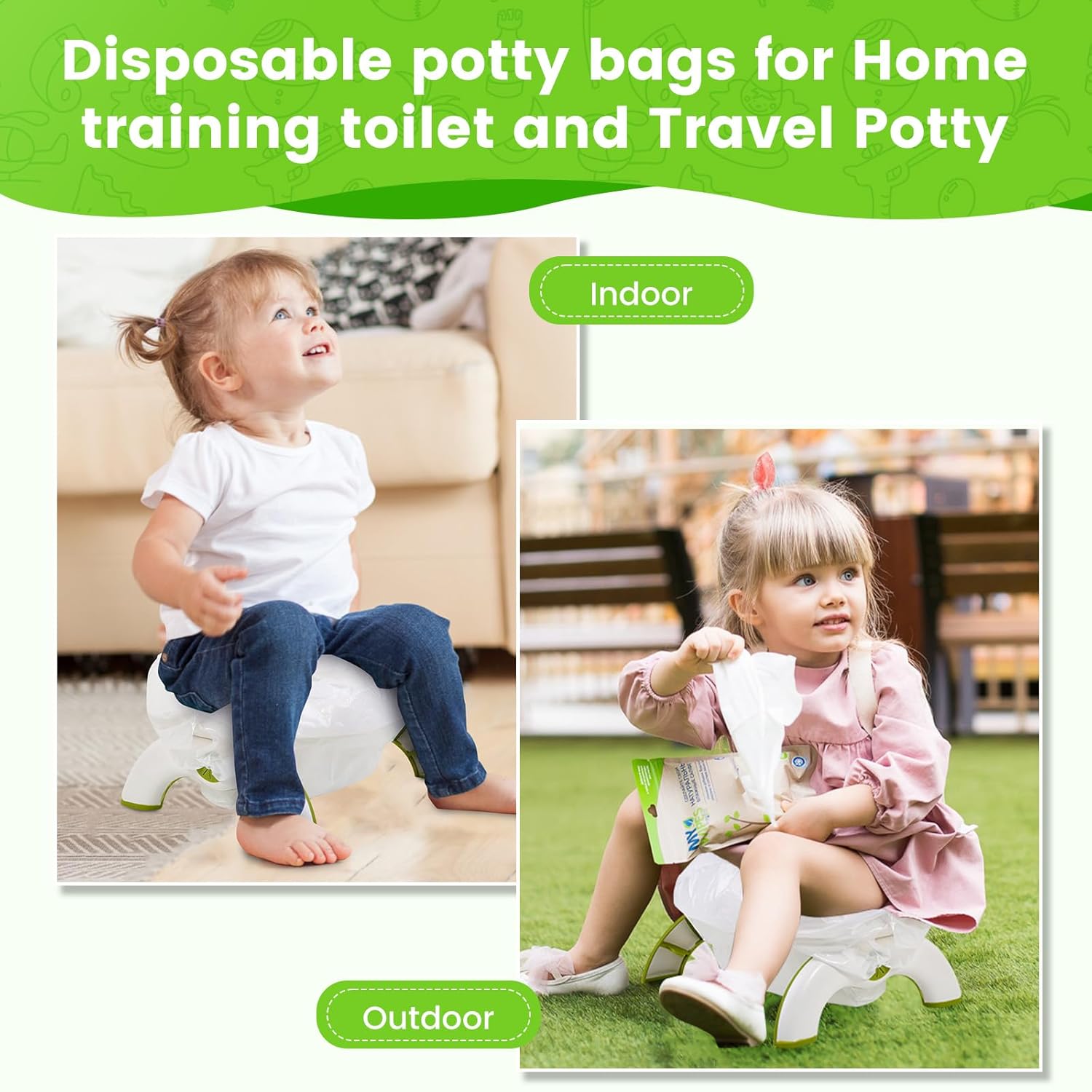 Disposable Potty Liners Compatible with OXO Tot 2-in-1 Go Potty, Potty Refill Bags for Toddler Travel, Leakproof Potty Training Bags Fit Most Kids Portable Potty Chairs (80PACK)