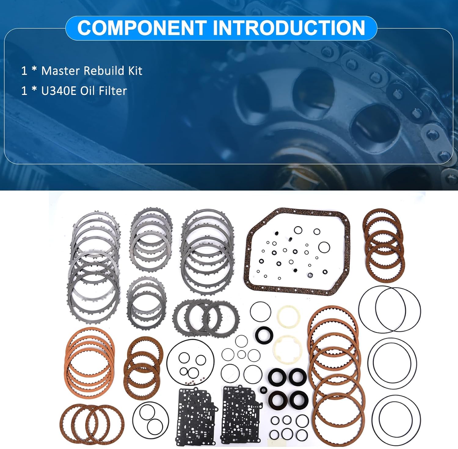 U340E U341E Transmission Master Rebuild Kit for Toyota Corolla 2000-2019 Matrix Pontiac Vibe 2003-2008 Direct Replacement with Gaskets Seals
