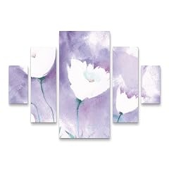 Trademark Fine Art 5 Piece Panel Set Art - Sheila Golden White Poppy 1 Wall Art for Living
