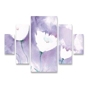 Trademark Fine Art 5 Piece Panel Set Art - Sheila Golden White Poppy 1 Wall Art for Living