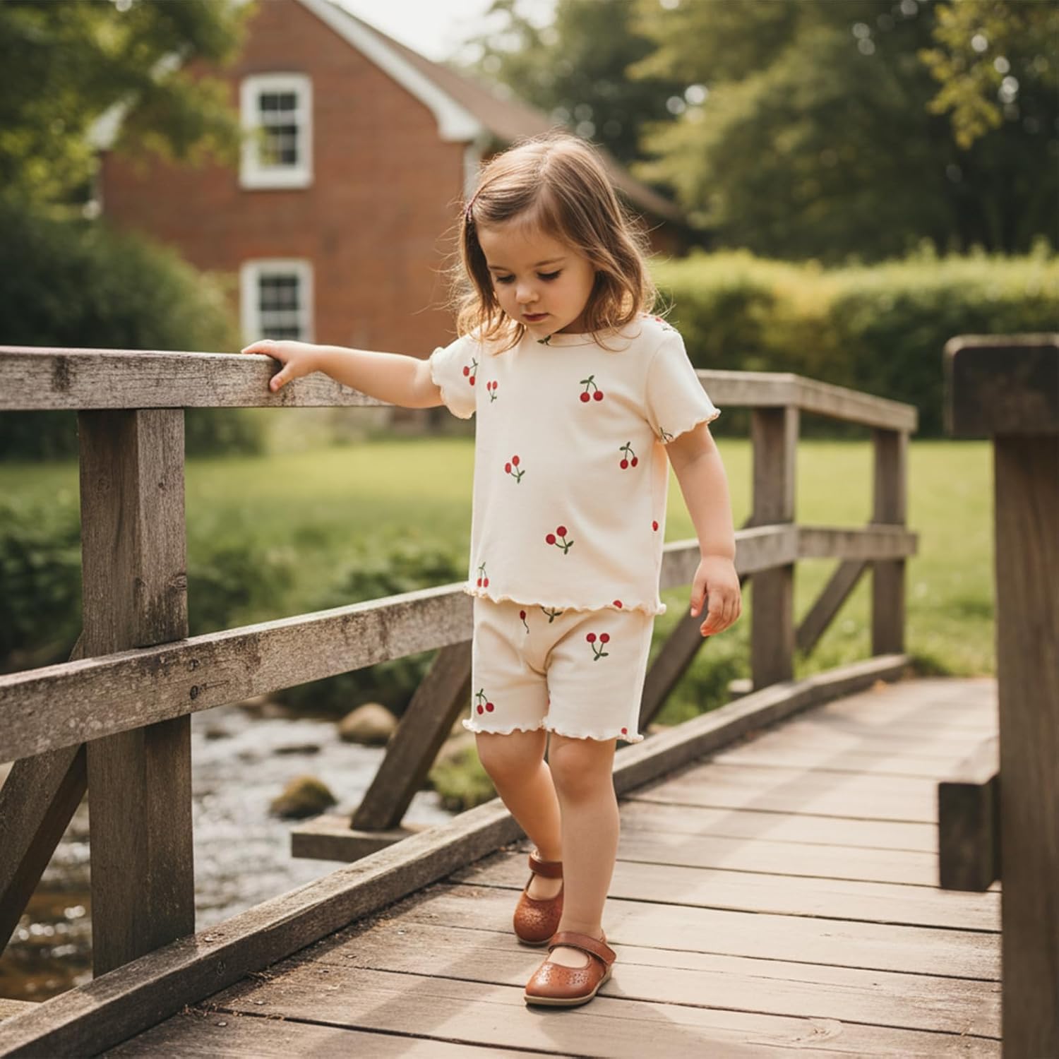 fhutpw Toddler Baby Girls Summer Outfits Daisy Ruffle Short Sleeve T-Shirts Tops Floral Shorts 2Pcs Clothes Set 6M-4T - Image 2