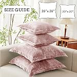 Luxurious Velvet Throw Pillow Covers 20x20 Set of 2 Decorative Pillow Covers Solid Square Cushion Case for Sofa Couch Bedroom Farmhouse, Pink