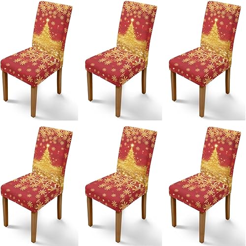 Miniatura 49 de Rnyleeg Juego de 1 fundas de asiento de Feliz Navidad para sillas de comedor, fundas elásticas suaves y cómodas para sillas de comedor con estampado