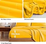 ClevaHome Ensemble de feuilles Queen, 4-Piece Feuilles de lit pour lit Queen Size, Léger & Super Soft Easy Care Microfibre – Remplissage & Ensemble de lit résistant au faux avec poches profondes de 14' (Mustard)