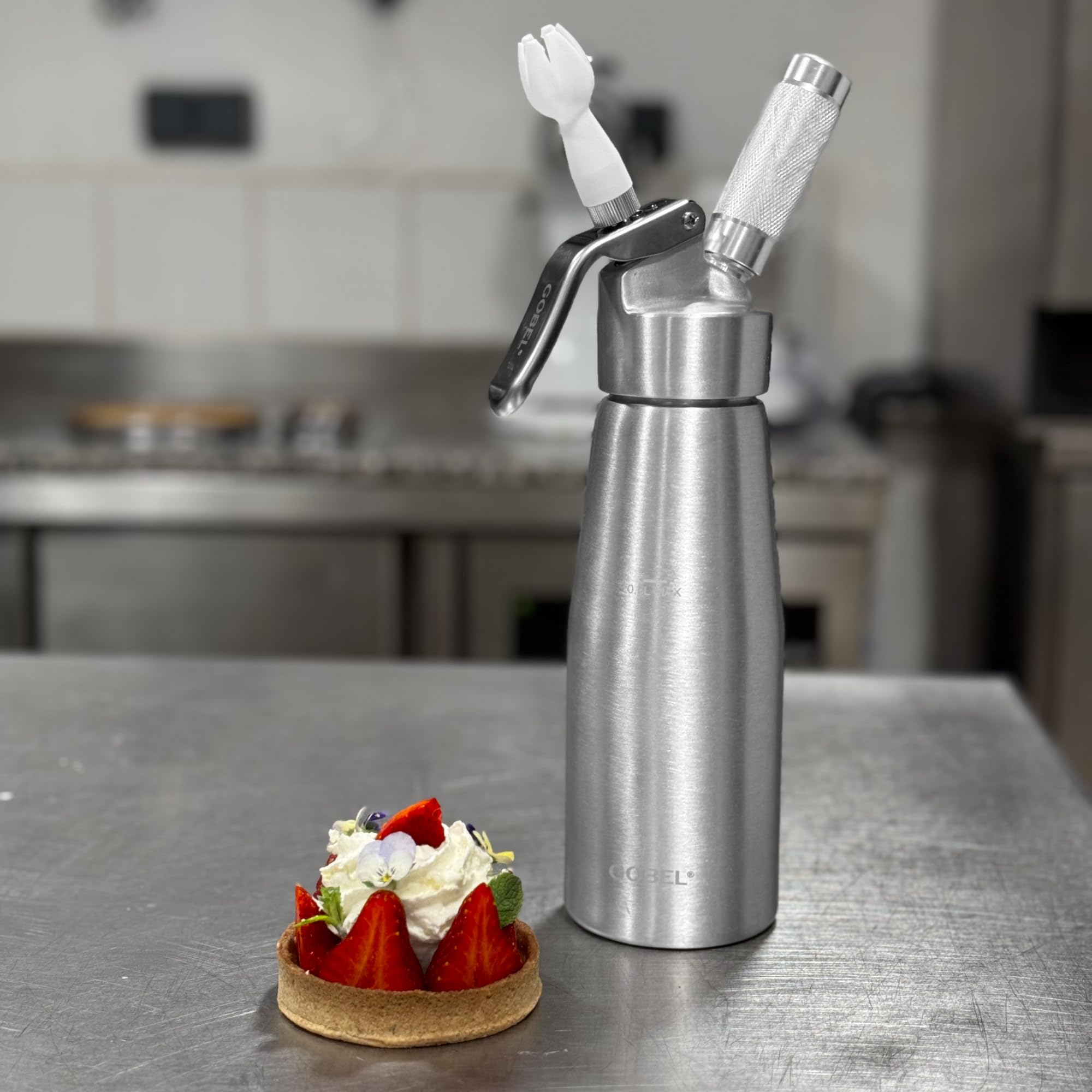Gobel Siphon Chantilly 500 ml Aluminium – Crème Chantilly, Espumas & Mousses – 3 Douilles + Brosse – Siphon Cuisine Professionnel Chaud/Froid – Revêtement Antiadhérent