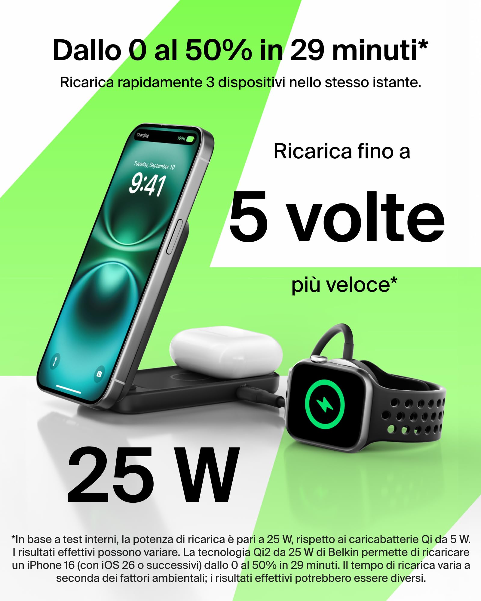 UltraCharge Qi2 Charger 25W Wireless 2-in-1 Black - Dettaglio