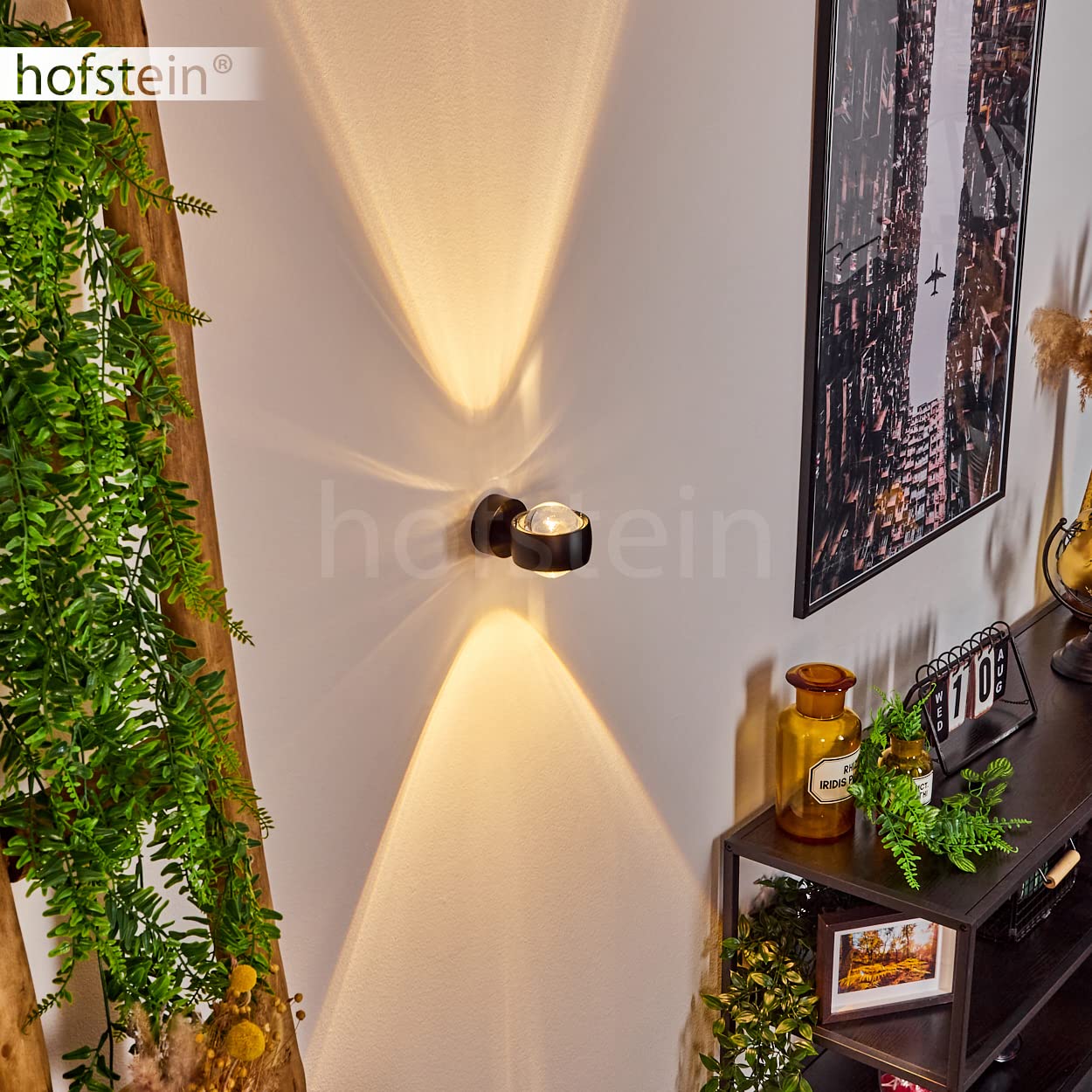 Wandleuchte Sapri, moderner Wandstrahler aus Metall in Schwarz und klaren Glas, 1-flammige Wandlampe mit Up & Down Lichteffekt, 1 x G9, ohne Leuchtmittel