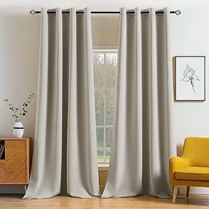 MIULEE Blackout Curtains 96 Inches Long for Bedroom Living Room Thermal Insulated Room Darkening Grommet Top Solid Light Blocking Drapery Set of 2 Window Panels Stone