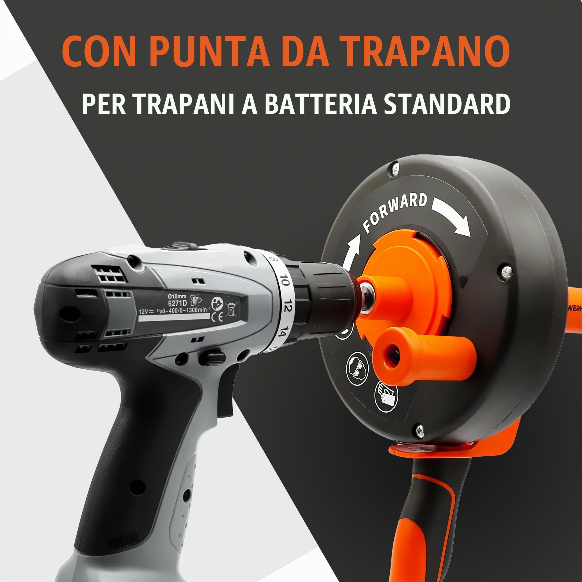 Spirale per la pulizia dei tubi, 7,5 m, con attacco trapano, ideale per la pulizia ecologica dei tubi, in acciaio inox, con guanti e spazzola per la pulizia