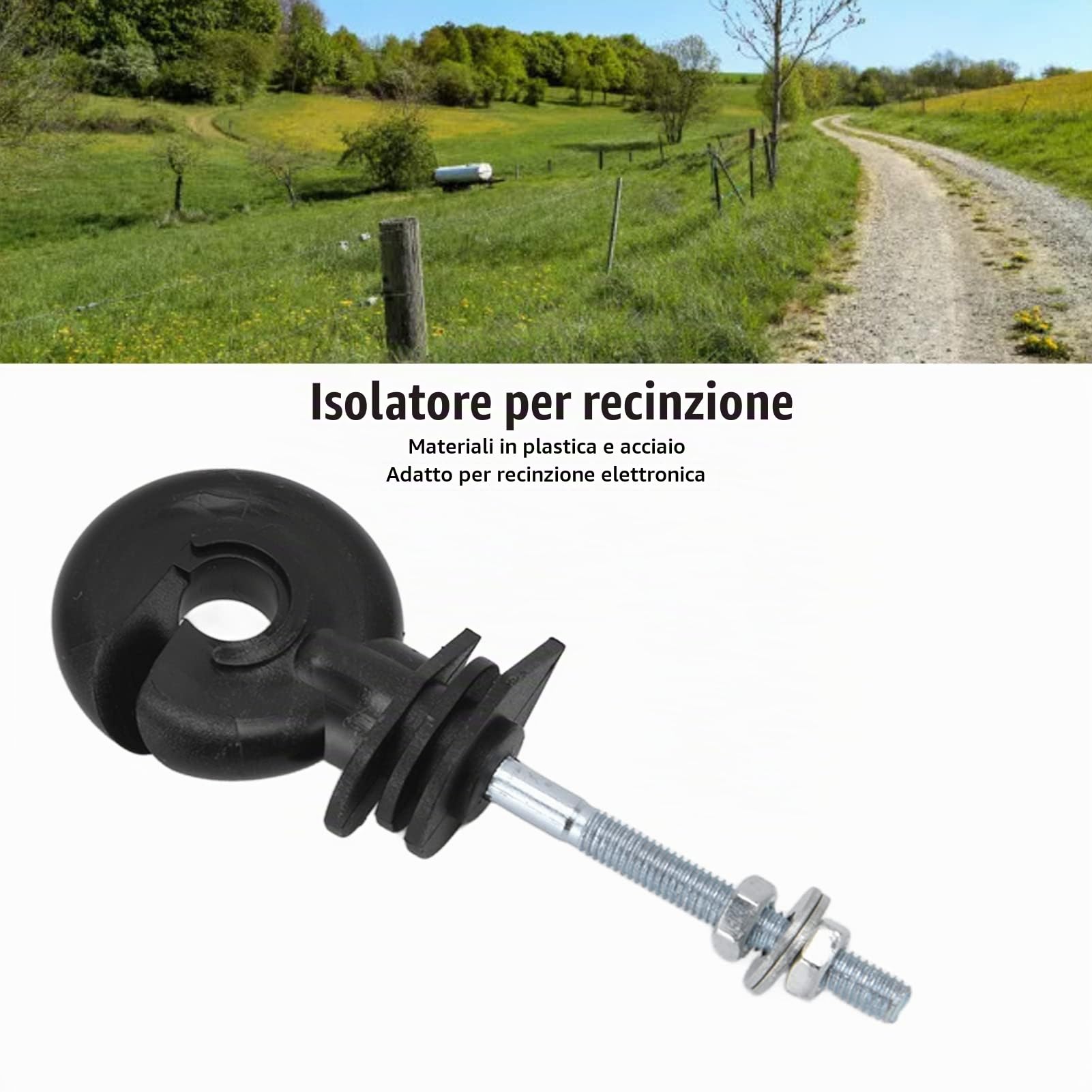 100 Set di Isolatori per Recinto Elettrico Nero, Isolante Ad Anello Avvitabile, Isolante per Recinto Elettrico Anti-intemperie, per Sostituzione per Recinto Elettrico M5