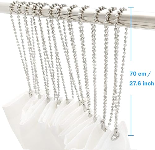 Miniatura 2 de Ganchos largos para cortina de ducha, 12 anillos para cortina de ducha, 55 pulgadas55.1 in, aspecto de calidad de spa, acero inoxidable