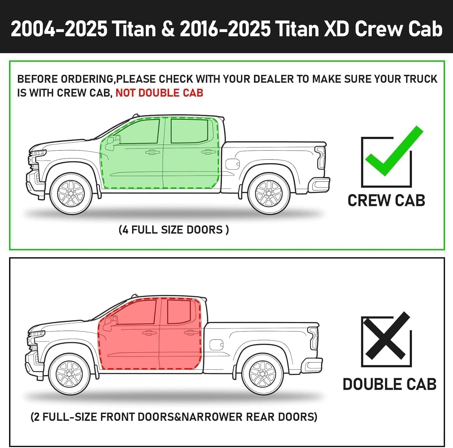 Running Boards Compatible with Vehicle Rail Nissan 2004-2025 Titan Crew Cab, 2016-2025 Titan XD Crew Cab. Step Bars and Black Side Steps, Nerf Bars Made with Carbon Steel..