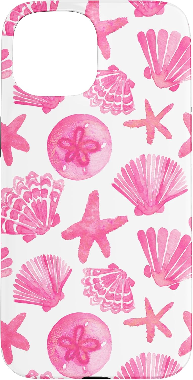 iPhone 13 Pro Coastal Granddaughter Preppy Shells Abstract Coral Pink Case