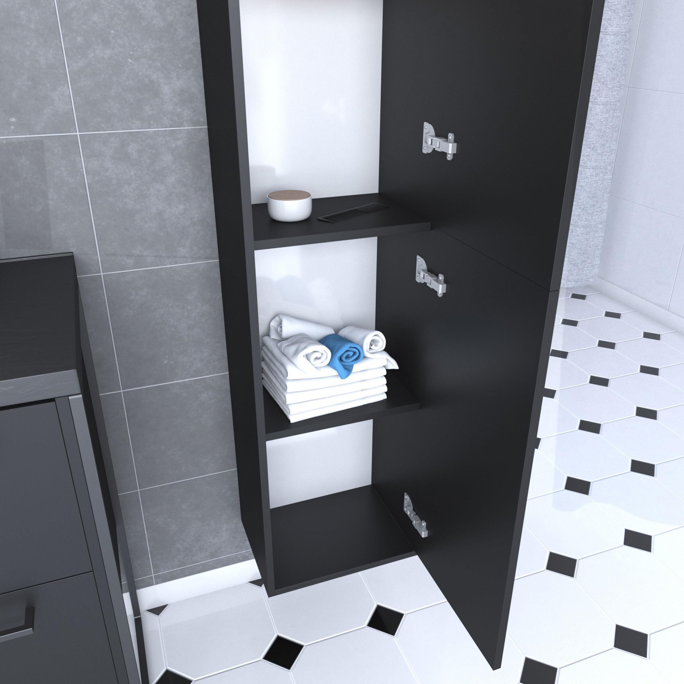 AURLANE PACM059 Columna de Cuarto de baño, Blanco y Negro