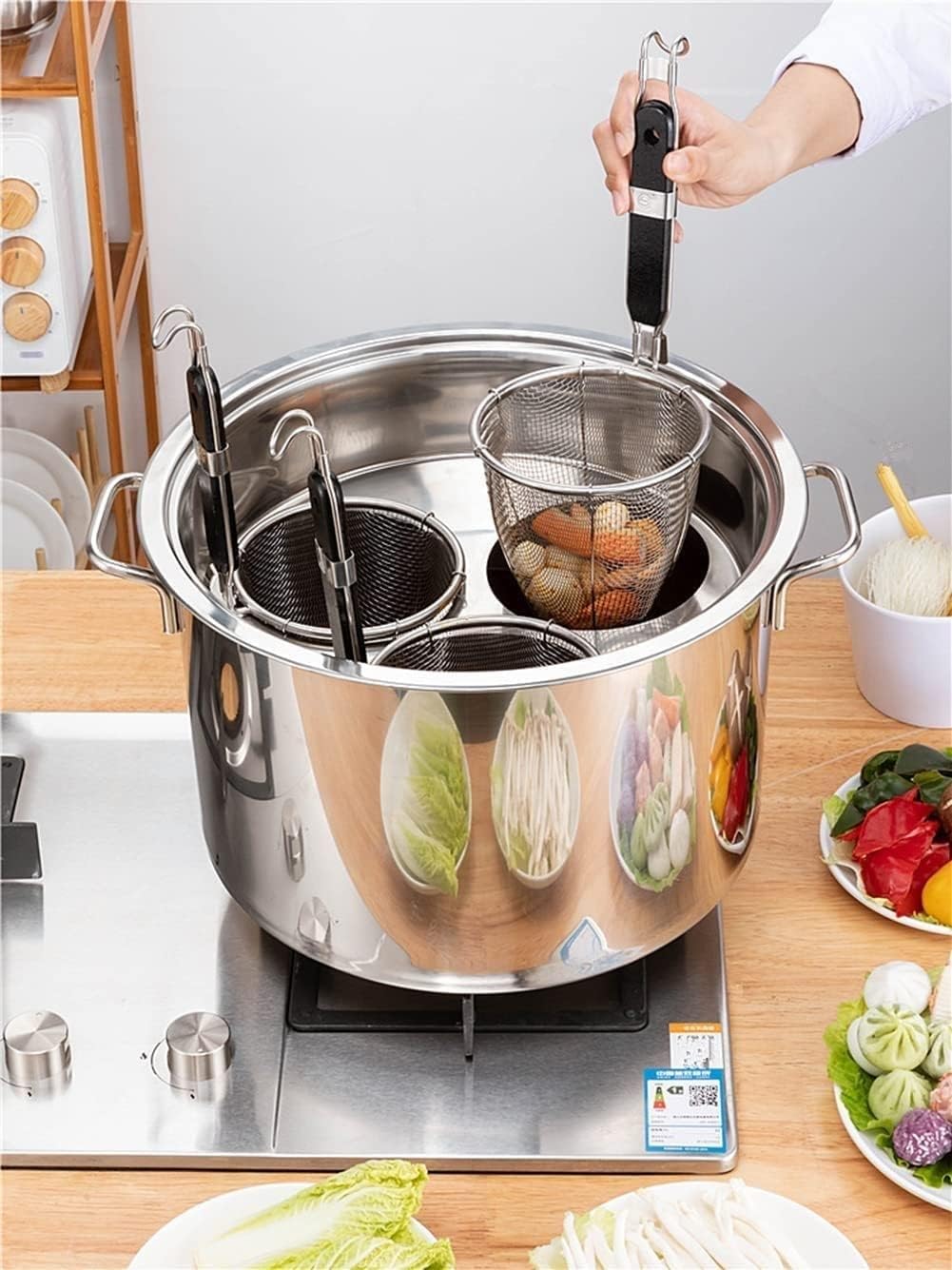 Nudelkocher mit 3 Einsätzen Siebkörben, Edelstahl Kochwerkzeug für Nudeln, Nudeln, Knödel, Suppe - Vielseitig und Langlebig Küche Essential