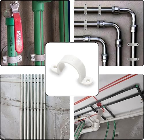 Miniatura 6 de 100 abrazaderas de tubo de plástico, correa de tubo de 2 orificios para debajo de tubos de PVC de 34 pulgadas, soportes en U de montaje de conducto