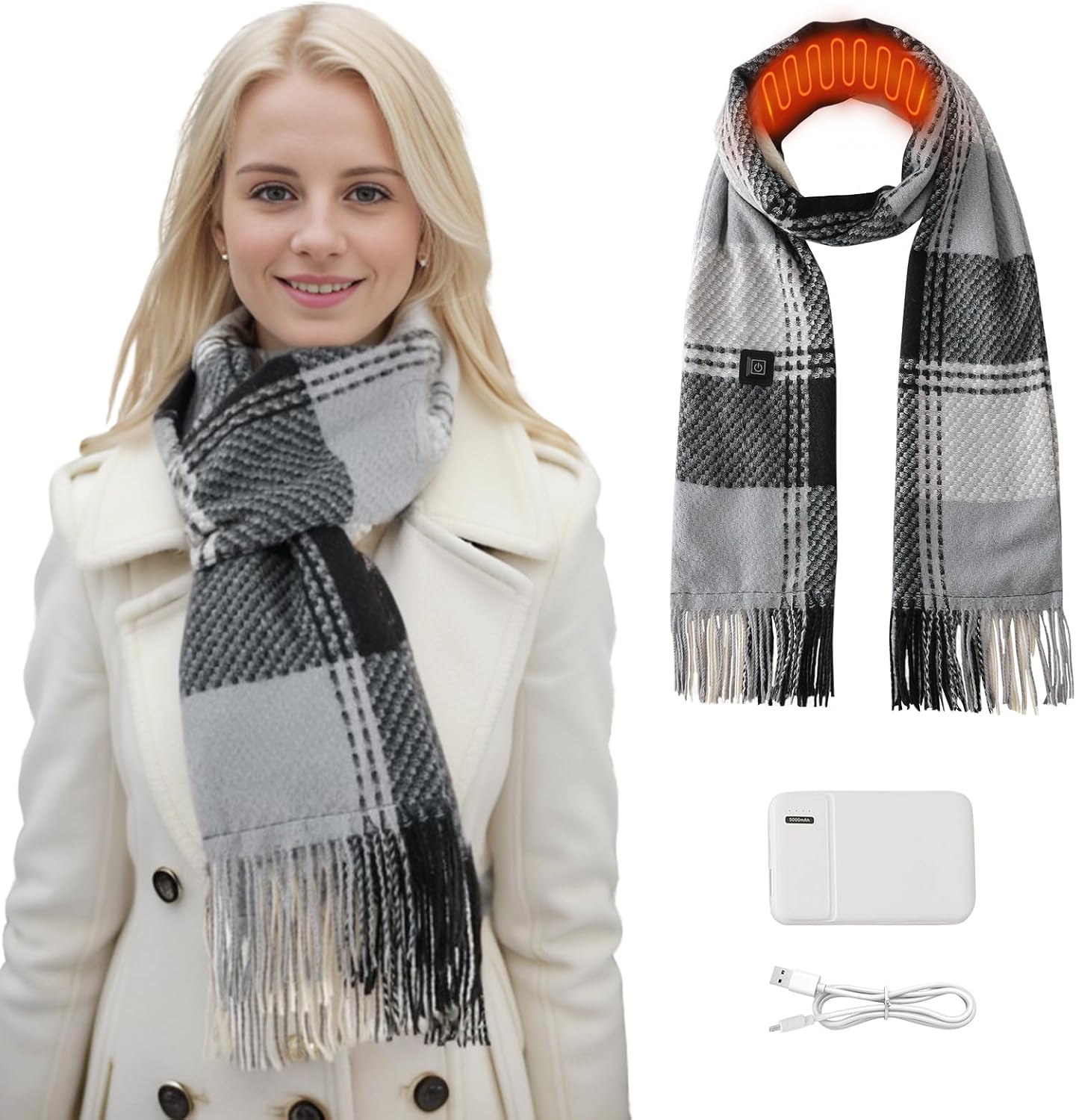 Heated Scarf,Neck Heating Pad Mens Women Scarf Soft Winter