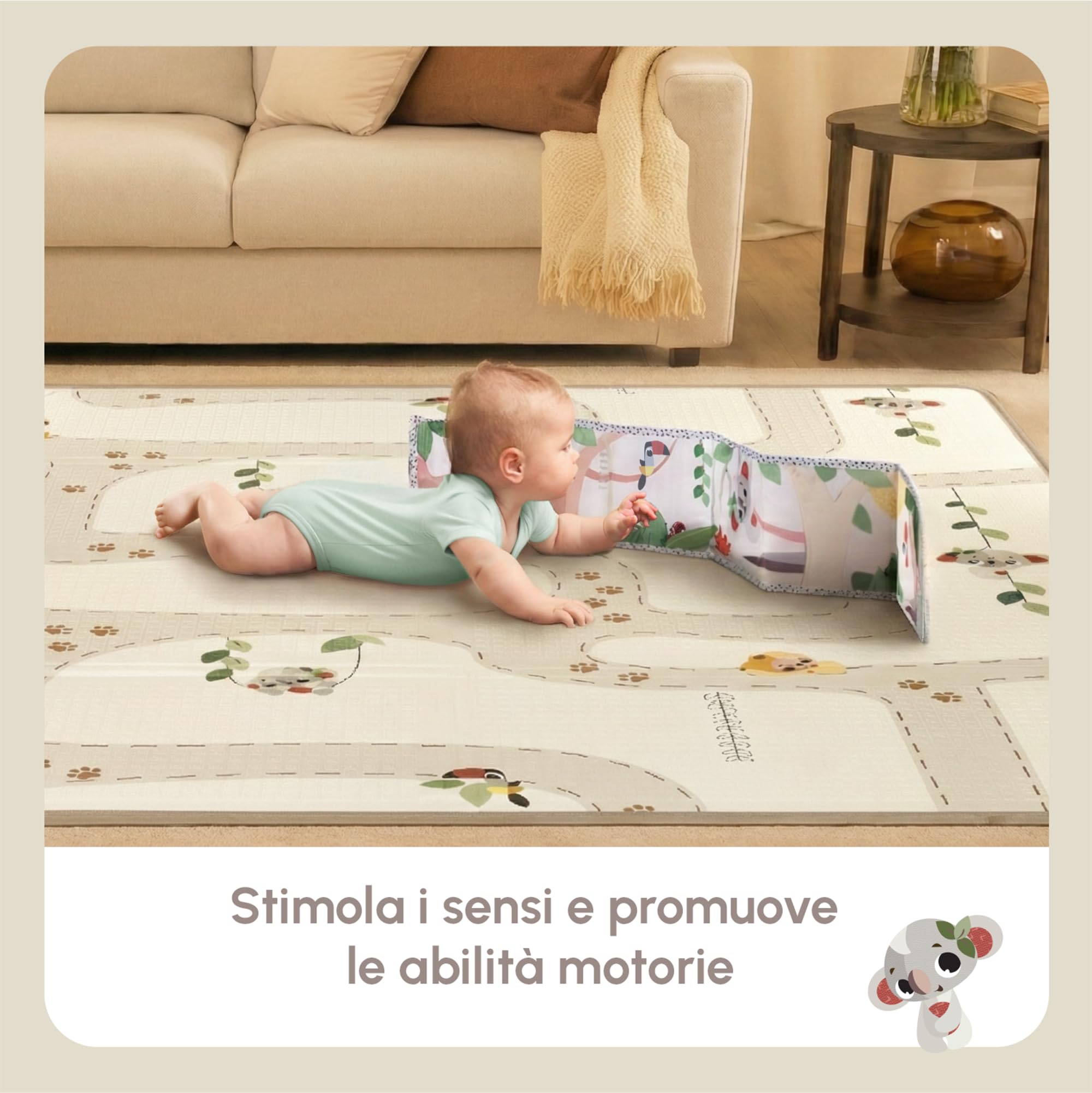 Tiny Love Tappeto Pieghevole Gioco Bambini XL in Schiuma, Tappetino Neonato, 0+ Mesi, Double-face, Leggero e Pieghevole, 150 x 150cm, Morbido e Spesso (1 cm), Impermeabile, Facile da Pulire, Boho Chic