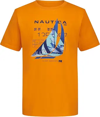 Nautica Boys' Short Sleeve Crew Neck T-Shirt with Logo