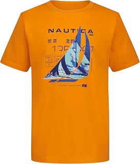 Nautica Boys' Short Sleeve J-Class Logo Crew Neck T-Shirt, Soft, Comfortable, Relaxed Fit