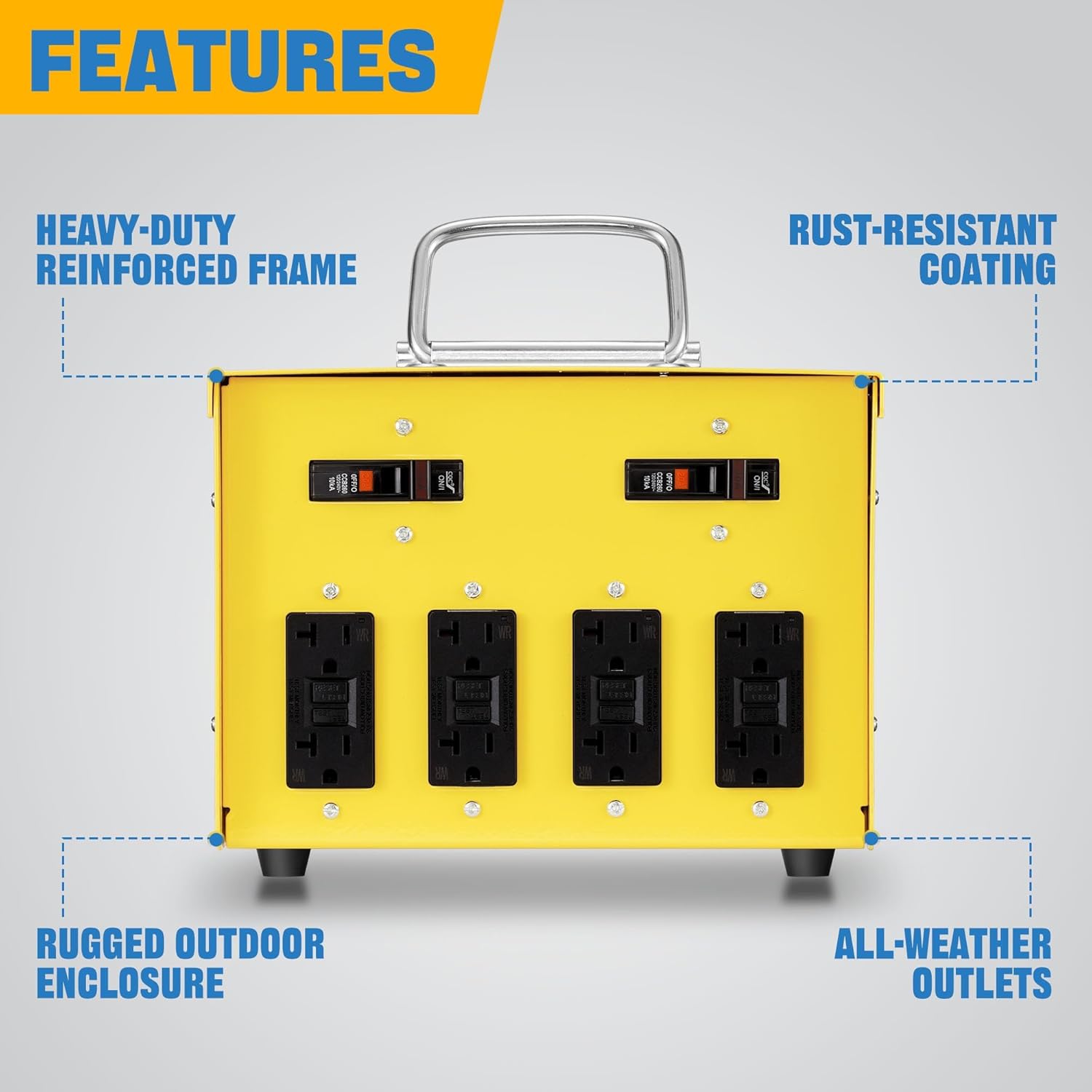 30A 125/250V Twist-Lock Temporary Power Distribution Box, Spider Box Electrical 8 x 20A GFCI Outlets, OSHA/NEC Compliant, ETL Listed, Durable 1.5M 10/4 Stow Cable - Image 4